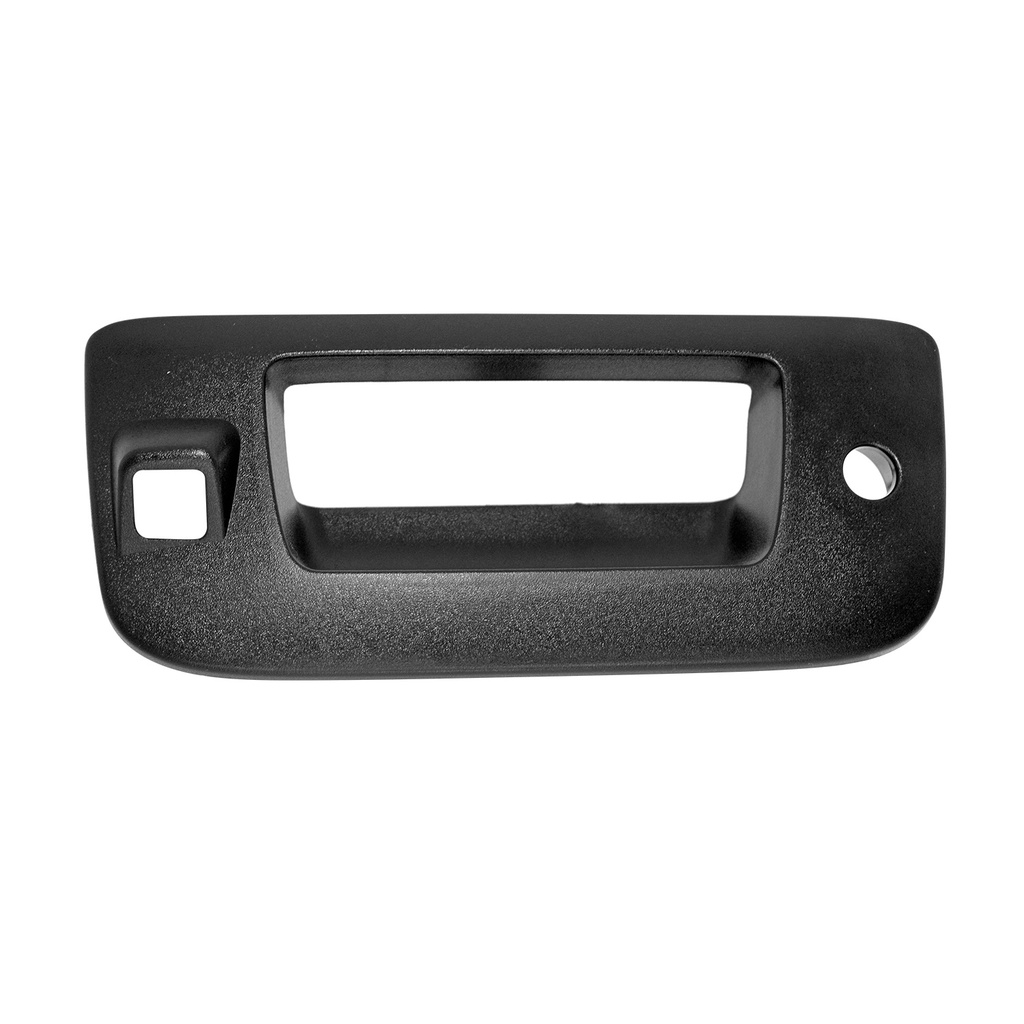 MANIJA DE TAPA CV PICK UP/CHEYENNE/SILVERADO  GM SIERRA 07-13  CON HOYO PARA LLAVE / CON HOYO PARA CAMARA SOLO BISEL CORRUGADA NEGRA PLASTICO HUSHAN    