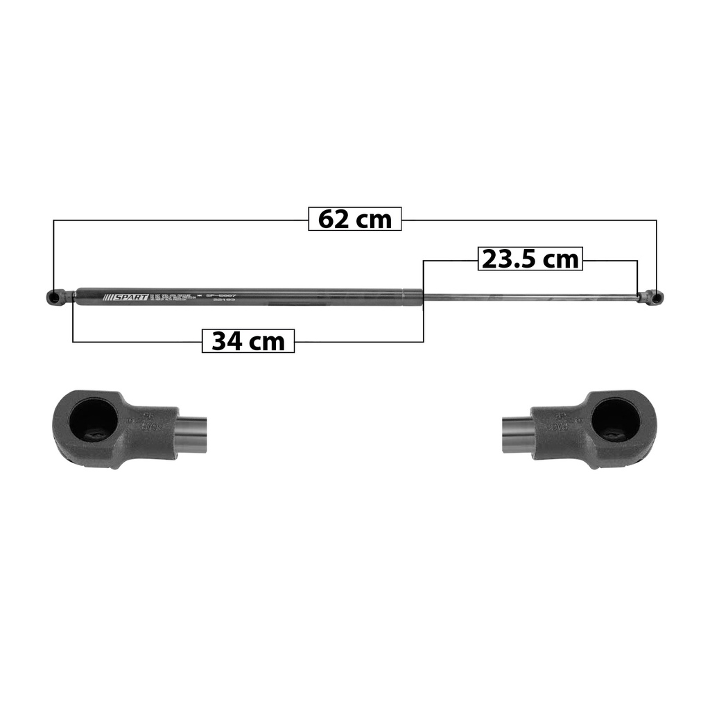 AMORTIGUADOR 5TA PUERTA CV TRAX 13-20/TRACKER 13-15  62 34 23.5 ENTRADA TIPO 1 ENTRADA 2 TIPO 1 340 76.43 34.67 400 89.92 40.79 SPART 5887 Derecho/Izquierdo   