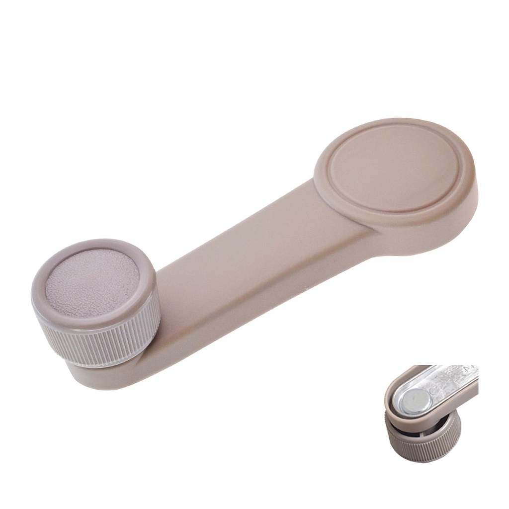MANIJA DE ELEVAR FD FIESTA 97-10/KA 01-08/IKON 01-15/FOCUS 00-11/ECOSPORT 04-12/COURIER 01-12/FIGO 16-20/RANGER 13-20  BASE DE ZINC PERILLA BEIGE ZINC CON PLASTICO BEIGE REMACHE DE METAL HUSHAN    