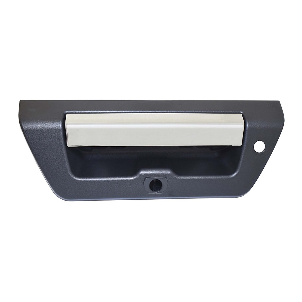 MANIJA DE TAPA FD LOBO XLT/F-150 15-20  MANUAL CON HOYO PARA LLAVE CON HOYO PARA LED CORRUGADA NEGRA/CROMO PLASTICO HUSHAN    