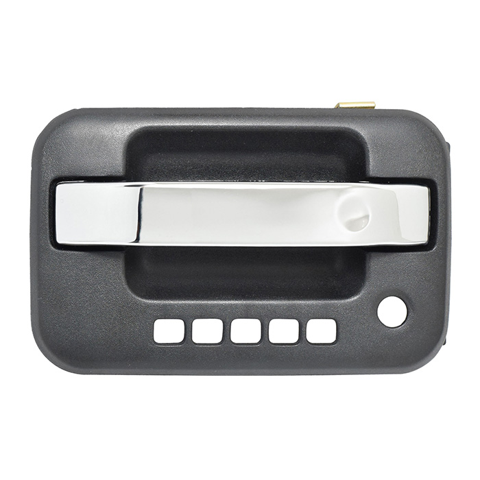 MANIJA EXTERIOR FD F-150/LOBO 09-14  CON HOYOS PARA LLAVE Y CODIGO  CORRUGADA NEGRA/CROMO HUSHAN Izquierdo Delantera  