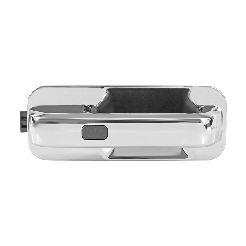 MANIJA EXTERIOR FD F-150/F-250/LOBO 15-20/SUPER DUTY 17-20  SIN HOYO PARA LLAVE CON SENSOR 4 PINS CROMADA PLASTICO HUSHAN Derecho Delantera  