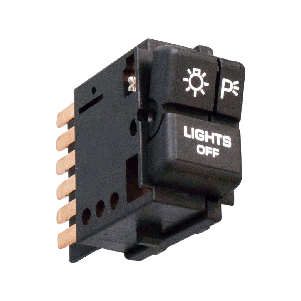 INTERRUPTOR LUZ DE FARO JP CHEROKEE 74-83/COMANCHE 84-91/WAGONEER 86-91  OD CUTLASS 87-93  PT FIERO 84-88/FIREBIRD 82-92/BONNEVILLE 1987  6 PINS NEGRO 12VCC CUB    