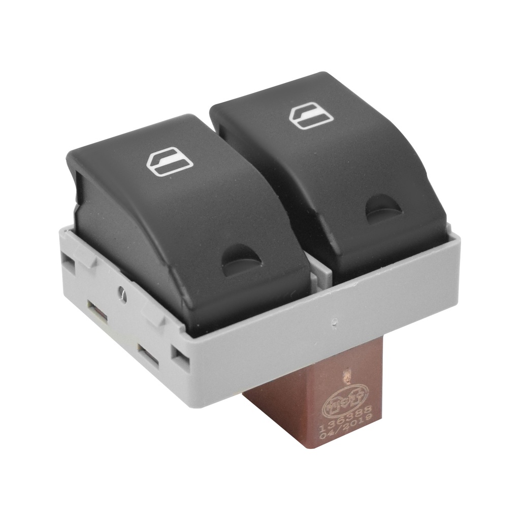 CONTROL ELECTRICO ST IBIZA/CORDOBA 03-08  VW CROSSFOX 07-17/GOL 08-15/LUPO 04-09/POINTER 06-10/POLO 03-07  DE ELEVADOR 4 PINS 2 TECLAS NEGRO BASE CAFE UN CLICK 12VCC GENERICA    