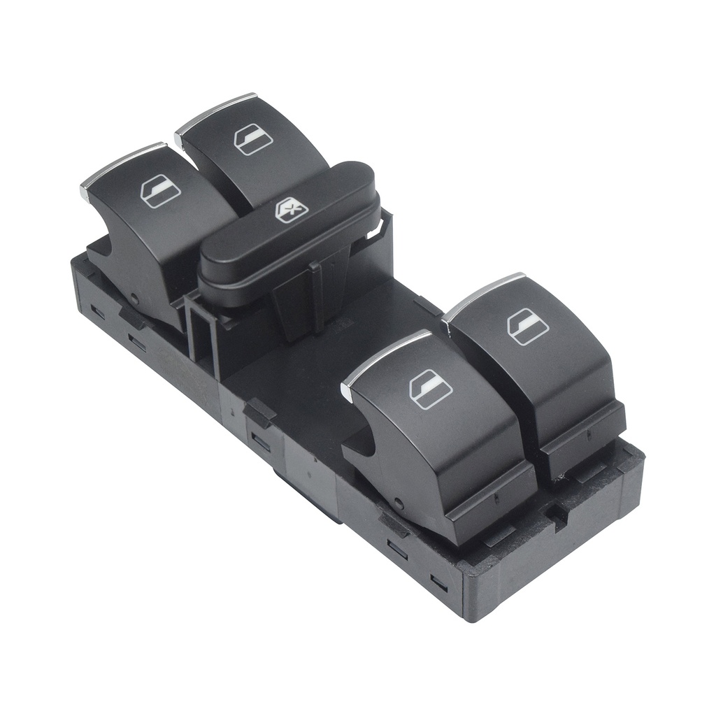 CONTROL ELECTRICO VW BORA 05-10/PASSAT 06-10/JETTA BICENTENARIO 11-18  ST IBIZA 09-17  VW VENTO 14-22/POLO 13-20  DE ELEVADOR 10 PINS 5 TECLAS NEGRO FILO PLATA 12VCC MANIJAUTO Izquierdo Delantera  