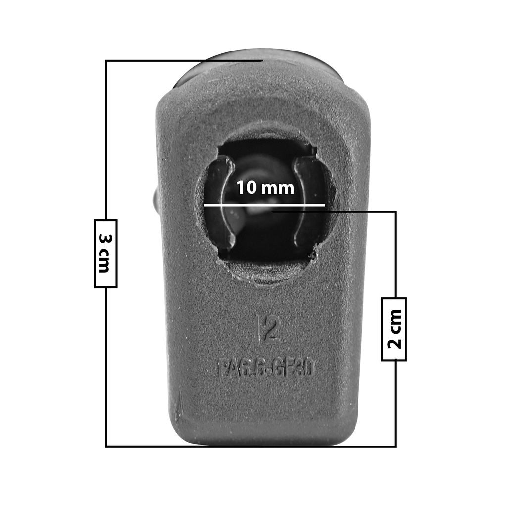 AMORTIGUADOR REPUESTO TERMINAL UN UNIVERSAL 50-23  10 MM 7 MM 3 CM 2 CM RECTO PLASTICO NEGRO MANIJAUTO Derecho/Izquierdo Delantera/Trasera  