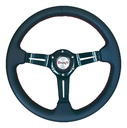 VOLANTE DE PIEL NEGRO BRONX 3 RAYAS HOJA MAPLE