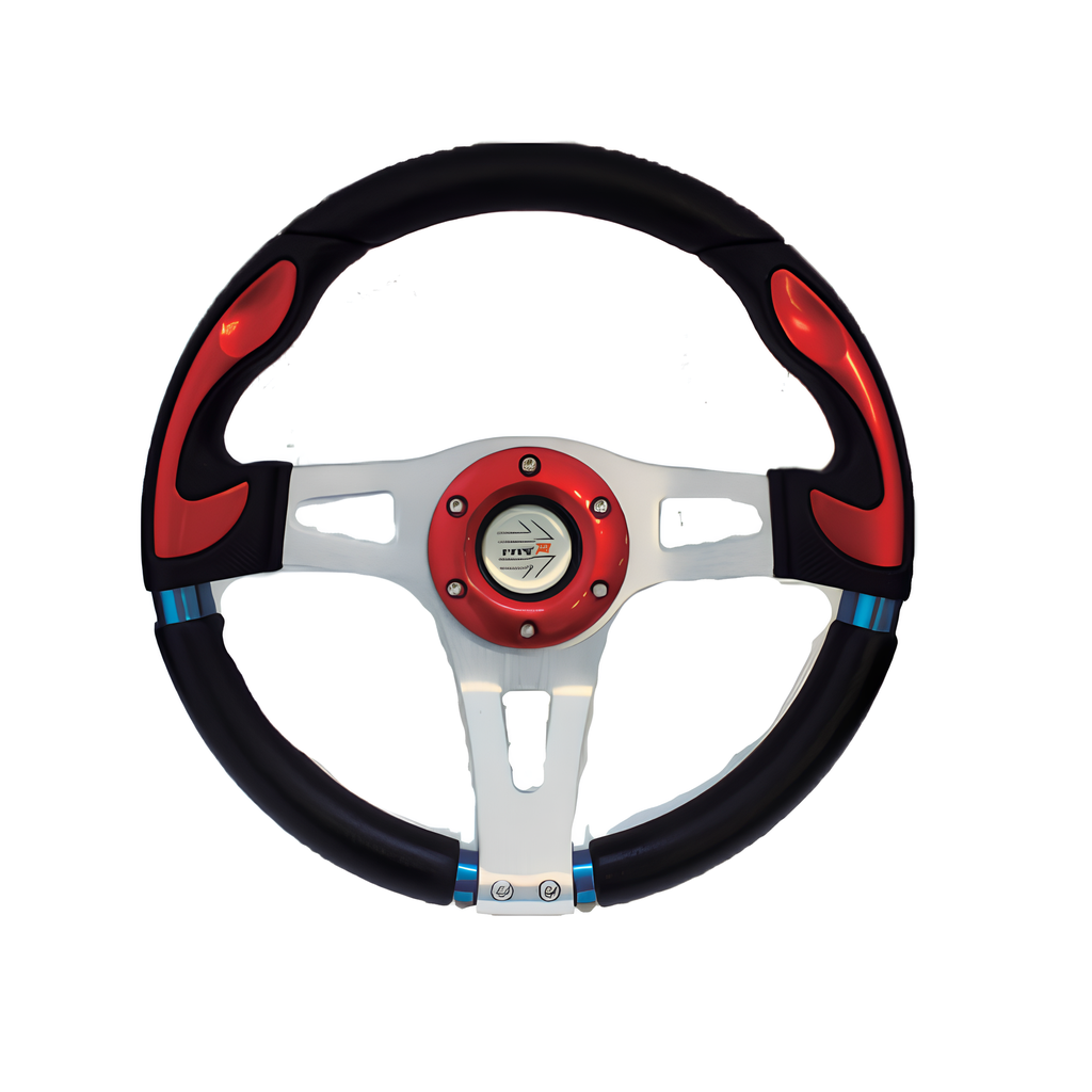 VOLANTE DEPORTIVO VINIL FIBRA DE CARBONO CENTRO ROJO BRONX