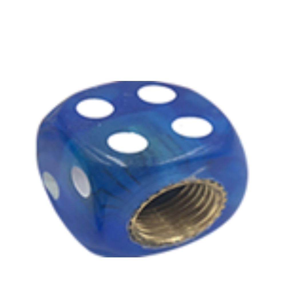 TAPON DE VALVULA DADO TRANSPARENTE AZUL