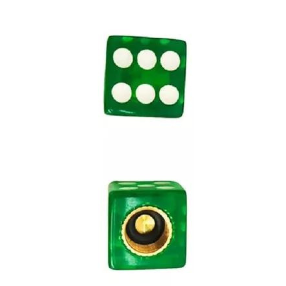 TAPON DE VALVULA DADO TRANSPARENTE VERDE