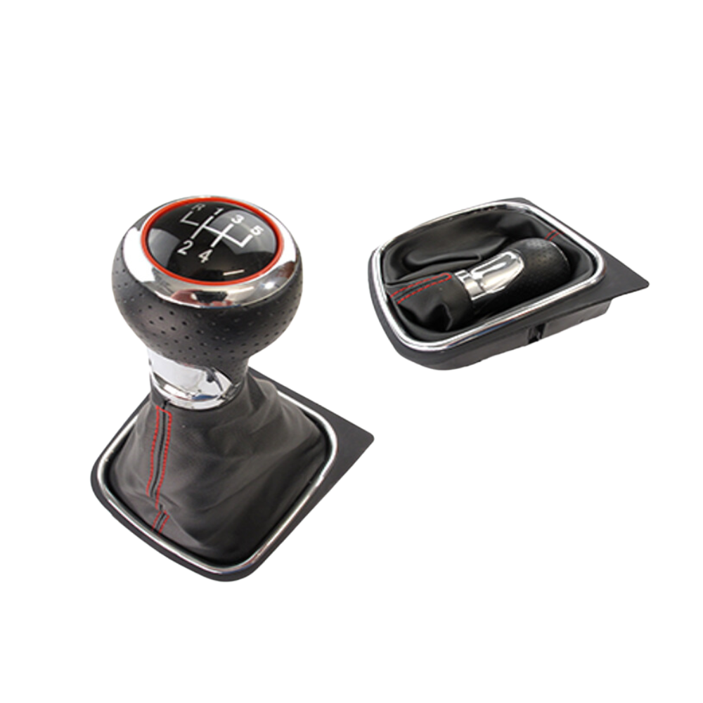 PERILLA DE PIEL - VW GOLF VI MK5/MK6 (2005-2014) 5/6 VELOCIDADES ROJO