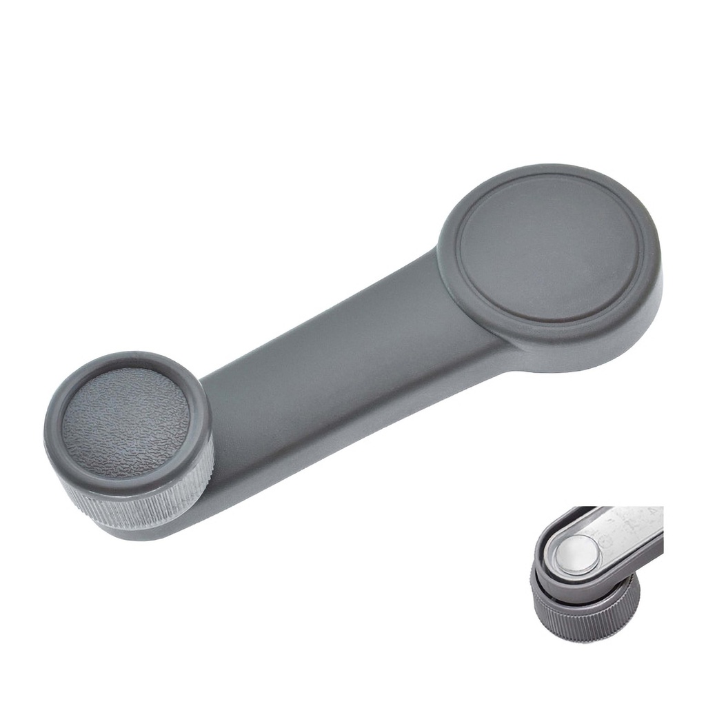MANIJA DE ELEVAR FD FIESTA 97-10/KA 01-08/IKON 01-15/FOCUS 00-11/ECOSPORT 04-12/COURIER 01-12/FIGO 16-20/RANGER 13-15  BASE DE ZINC PERILLA GRIS ZINC CON PLASTICO GRIS REMACHE DE METAL HUSHAN    