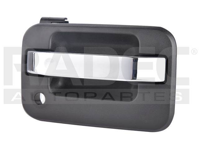 MANIJA EXTERIOR FD LOBO 04-08  LC MARK LT 06-13  CON HOYO PARA LLAVE CORRUGADA NEGRA/CROMO PLASTICO HUSHAN Derecho Delantera  