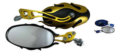 ESPEJO MOTO SOKO DORADO/NEGRO FLAMAS