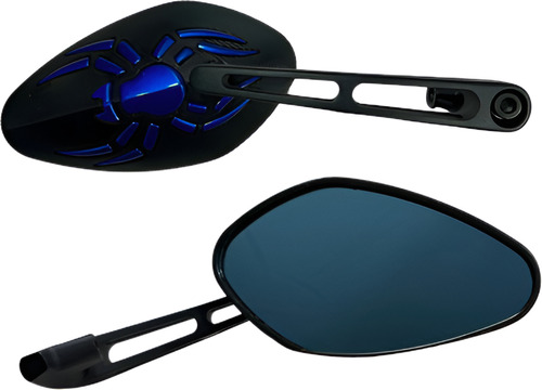 ESPEJO RETROVISOR MOTO UNIVERSAL ARAÑA AZUL