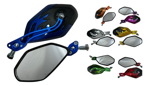 [ENESP-4213-0073A] ESPEJO MOTO SOKO AZUL METALICO FLAMA