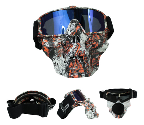 [GOO-7103-0803A] GOGGLES PARA MOTO "MÁSCARA CALAVERA" IRON RACING CON DISEÑO JOKER