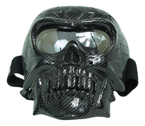 [GOO-7103-0851P] GOGGLES PARA MOTO IRON RACING GRIS/NEGRO CALAVERA LENTE PLATA