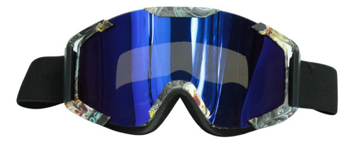 [ENGOO-7103-0404] Goggles Para Moto Premium Diseño Multicolor Ajustables Lente Azul