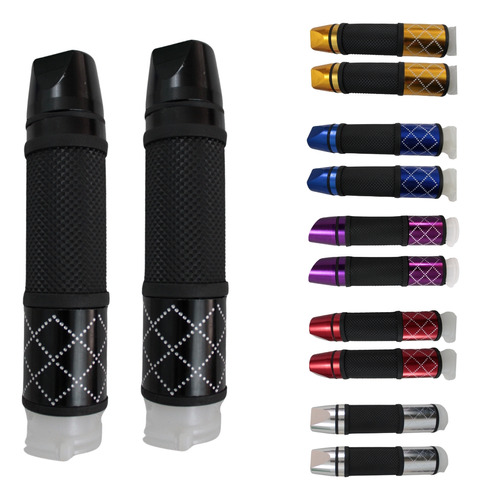 [ENPUN-1107-0026N] JUEGO DE PUÑOS PARA MOTOCICLETA UNIVERSAL ALUMINIO NEGRO