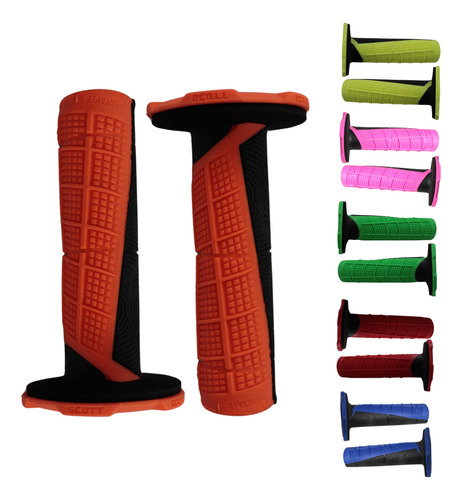 [EN-MOTON007] JUEGO PUÑOS DE GOMA PLASTICA PARA MOTO COLOR ROJO