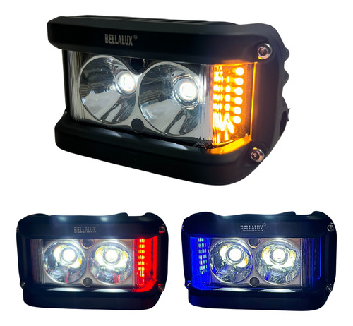 [FOB-3216-1634M] FARO AUXILIAR MOTO HYPERLED CON ALARMA LUZ AMARILLO 20W 4200L
