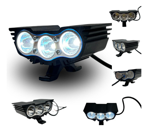 [EN-V007] FARO MOTO 3 LED  DC 10-95V 30W ESTROBO NEGRO