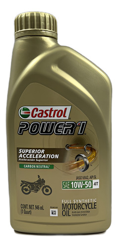 [15D2C2] ACEITE CASTROL POWER 1 MOTO 4T SAE 10W50 .946ML