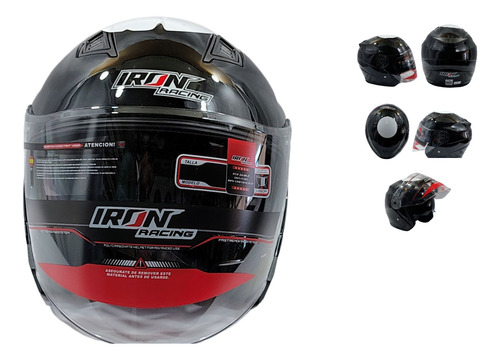 [CAS-7101-1253B] CASCO 3/4 DOBLE MICA MOD. EUROPEO NGO BRILLO M