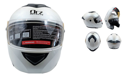 [ENCAS-7101-1464C] CASCO ABATIBLE DOBLE MICA BLANCO PERLA (L) DOT
