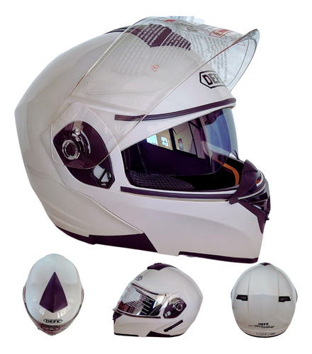 [ENCAS-7101-1466A] CASCO ABATIBLE DOBLE MICA BLANCO COMP. (S) DOT