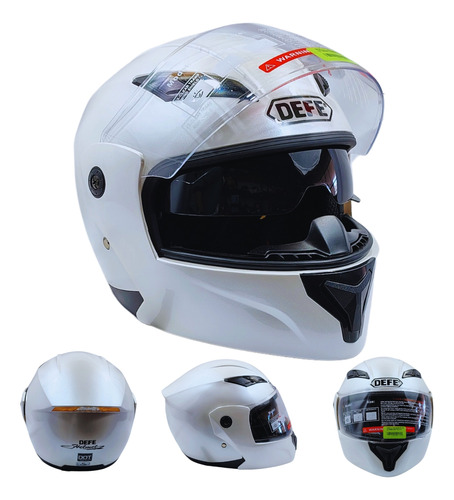 [ENCAS-7101-1465D] CASCO ABATIBLE DOBLE MICA BLANCO PERLA (XL) DOT