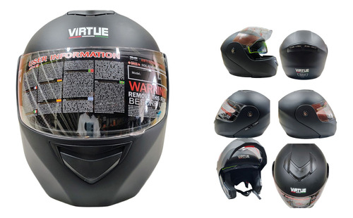 [ENCAS-7101-1463B] CASCO ABATIBLE DOBLE MICA NEGRO MATE (M) DOT