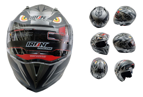 [CAS-7101-1432C] CASCO ABATIBLE IR105 DOT OJO NEGRO/GRIS L