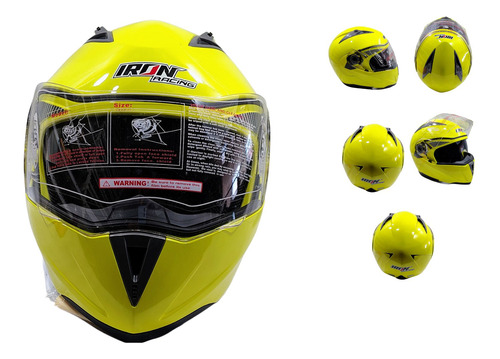 [CAS-7101-1467B] CASCO ABATIBLE IRON RACING DOT LISO AMARILLO