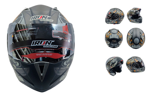 [CAS-7101-6203A] CASCO ABATIBLE IRON RACING IR-105 DOBLE MICA DOT I