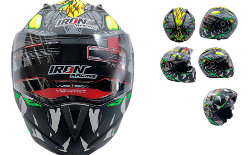 [CAS-7101-6232B] CASCO ABATIBLE IRON RACING IR-105 DOBLE MICA DOT N
