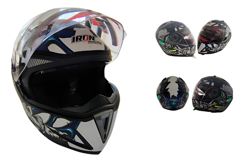 [CAS-7101-6222D] CASCO ABATIBLE IRON RACING IR-105 DOBLE MICA DOT T