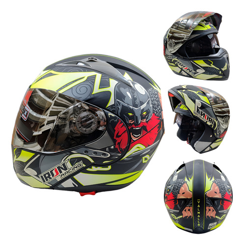 [CAS-7101-6243B] CASCO ABATIBLE IRON RACING IR-105 DOBLE MICA DOT V