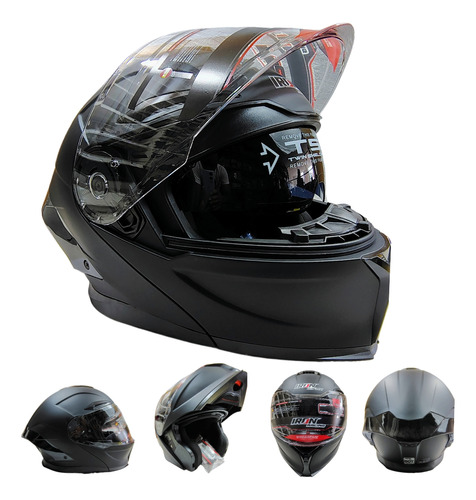 [CAS-7101-6903C] CASCO ABATIBLE LUCHADOR AIRON RACING DOT NEGRO MATE G