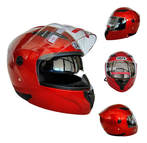 [ENCAS-7101-1460D] CASCO ABATIBLE DOBLE MICA ROJO (XL) DOT