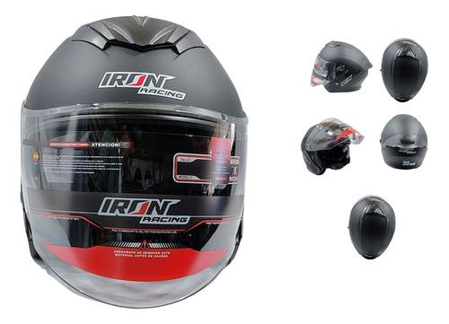 [CAS-7101-1291D] CASCO ABIERTO IRON RACING IR-522 DOT NEGRO MATE XL