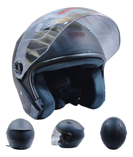 [ENCAS-7101-1254C] CASCO GENERICO ABIERTO C/VISERA NEGRO MATE G