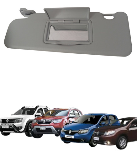 [VRS0600121] VISERA RN OROCH 18-23/STEPWAY/SANDERO 16-19/LOGAN 15-19/DUSTER 11-20 1 PIEZA CON ESPEJO SIN LUZ GRIS CLARO VINIPIEL BRA GENERICA TIPO ORIGINAL IZQ