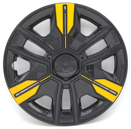 [POLR14-LES0048] TAPON POLVERA RIN 14 ABS SPORT TUNING NEGRO-AMARILLO LES0048