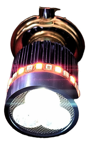 [LM010A] FOCO MOTO BASE AZUL H4 3 LED ESTROBO BLANCO EFECTO ROJO Y AZUL