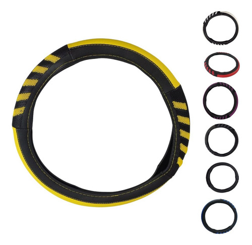 [FV357A] FUNDA VINIL PARA VOLANTE T/MASAJE C/SILI AMARILLO