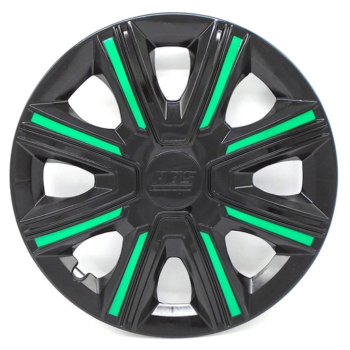 [POLR15-LES0059] TAPON POLVERA RIN 15 ABS SPORT TUNING NEGRO-VERDE LES0059