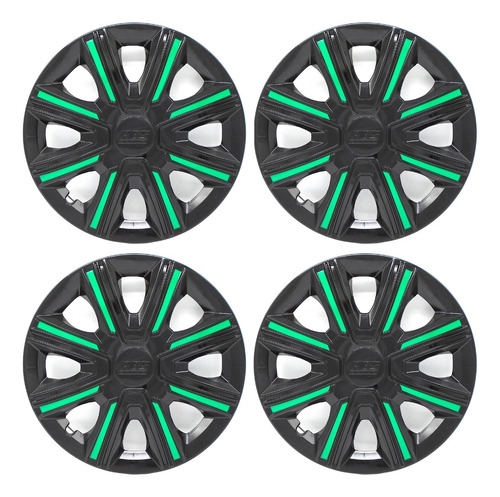 [POLR15-LES0059] TAPON POLVERA RIN 15 ABS SPORT TUNING NEGRO-VERDE LES0059