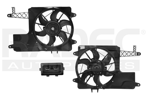 [218-3115-03] MOTOVENTILADOR VW POINTER 98-09 L4 1.8, 2.0 LTS STD P/RAD SENCILLO COMPLETO 2 PINES